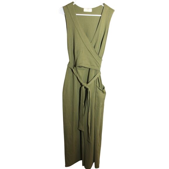 LIVE! Activewear Green Wrap Bodice Crop Wide Leg Jumpsuit sz M - Picture 1 of 3